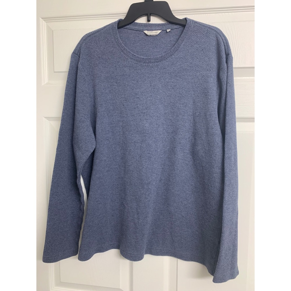 English Laundry Blue Long Sleeve Textured Waffle Knit Crew Neck Shirt XL